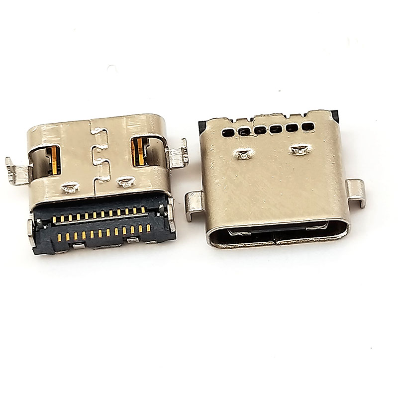 USB Type-C沉板母座0.8mm 双贴24P 双排SMT 贴片式
